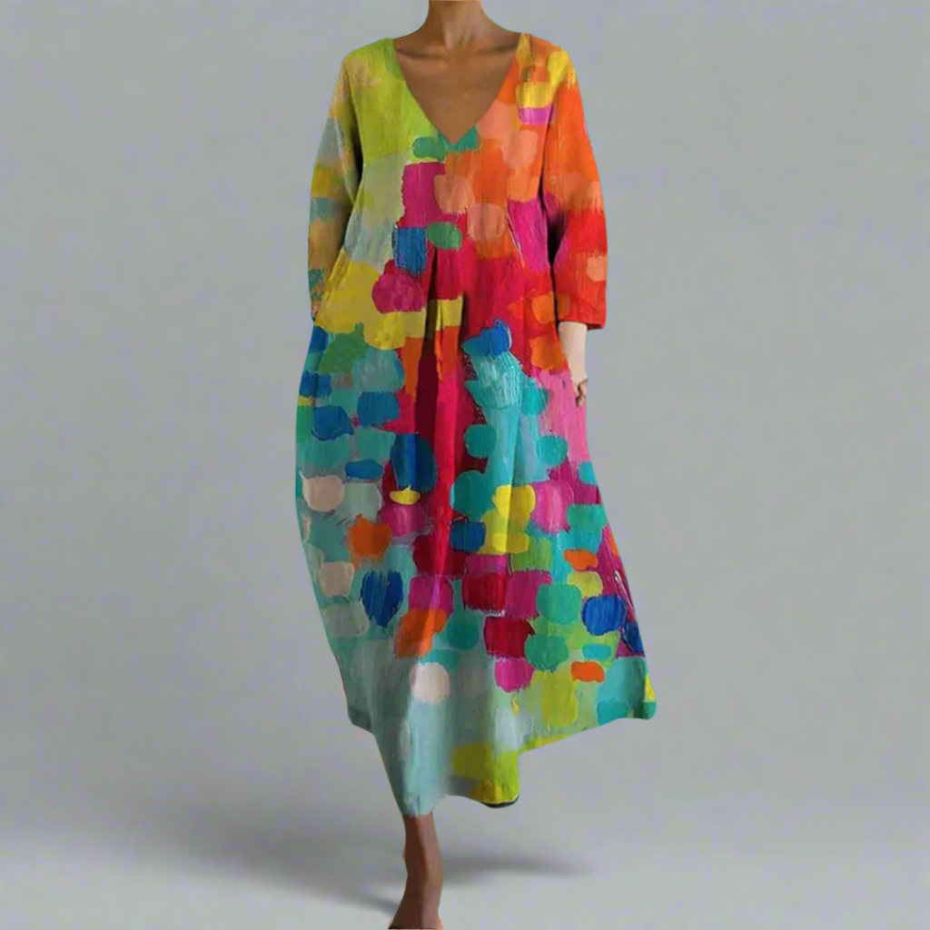 Romilda | Date-Night V-Neck Print Craftsmanship Dress