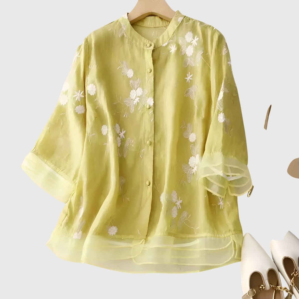 Alexina | Layering Breathable Embroidered Silhouette Top