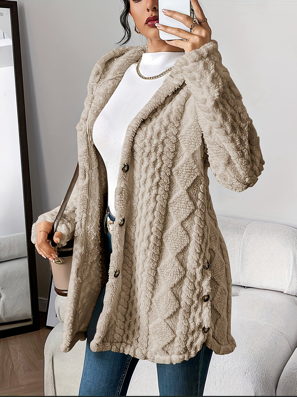Asinda | Transitional Plush Hooded Coziness Cardigan