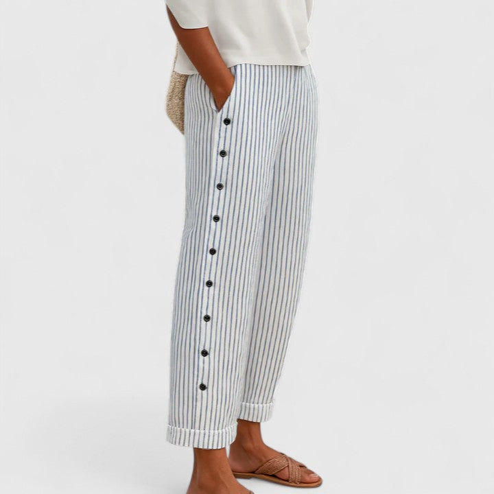 Abriana | Weekend Tapered Side-Button Comfort Trousers