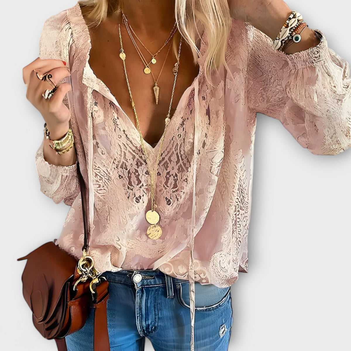 Aniela | Desk-to-Dinner V-Neck Boho Style Top