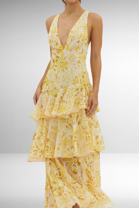 Carolina | Weekend Floral Tiered Drape Dress