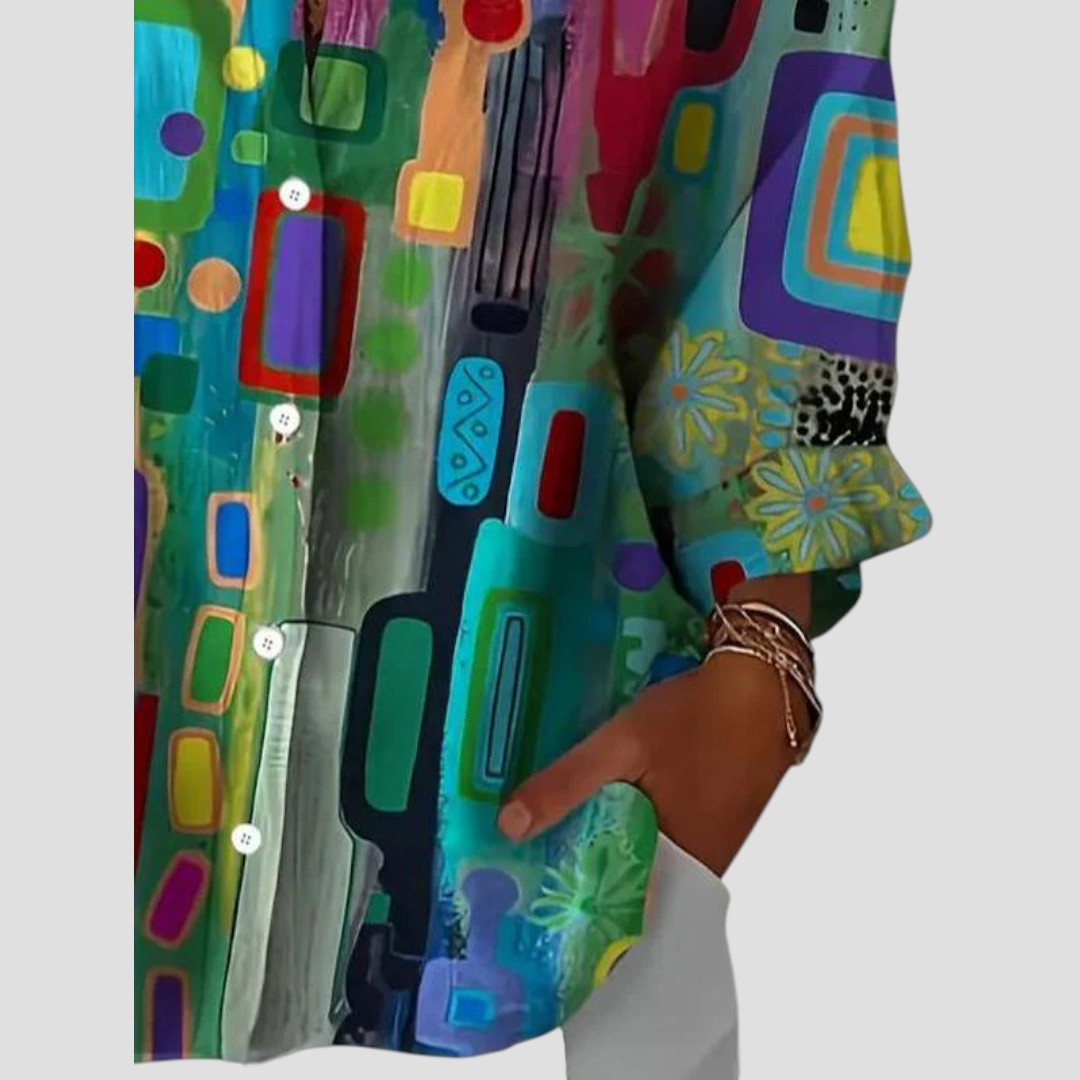 Marjorie(TM) | Date-Night Geometric Pattern Drape Blouse