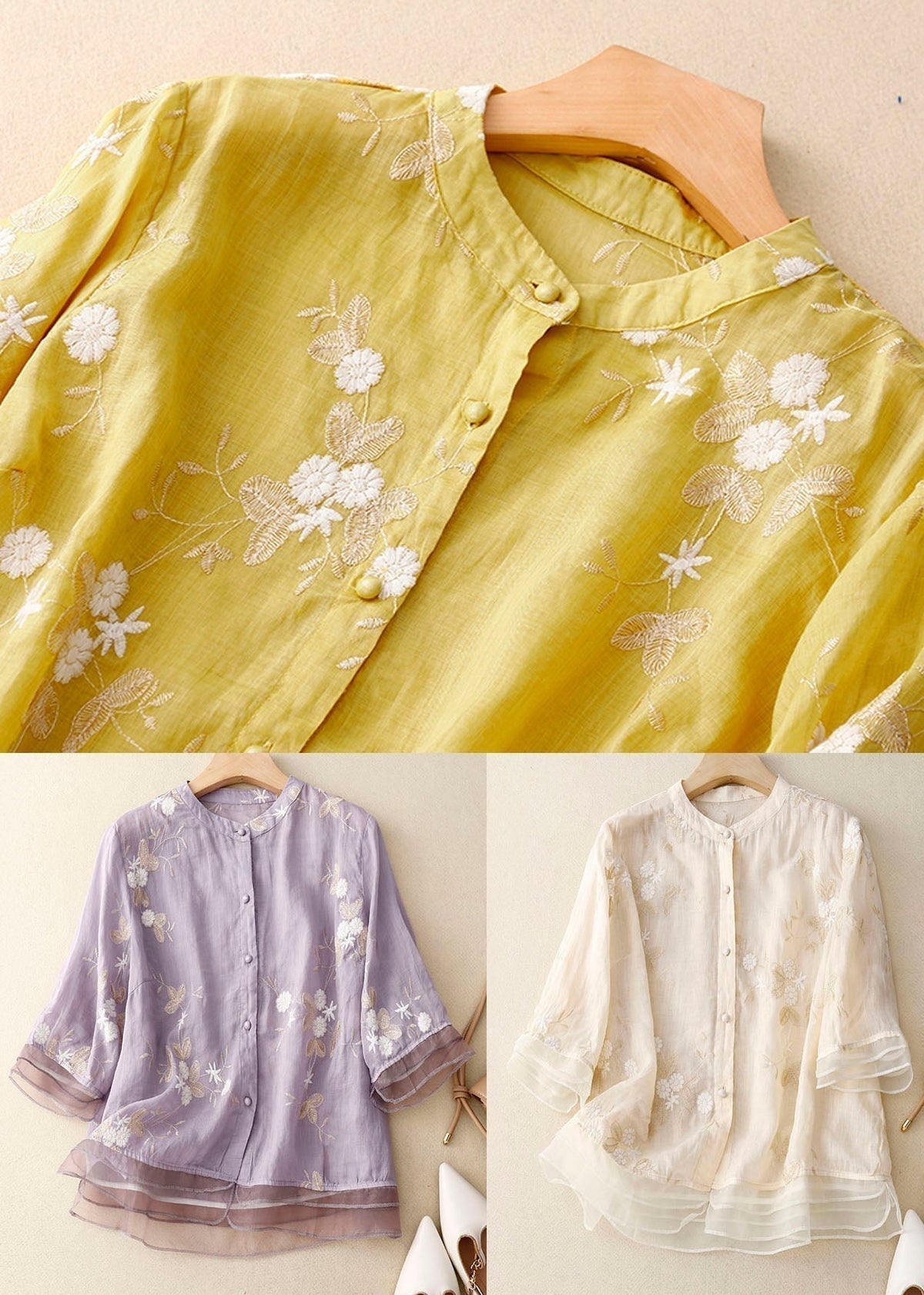 Pierangela | Polished Breathable Floral Fit Blouse
