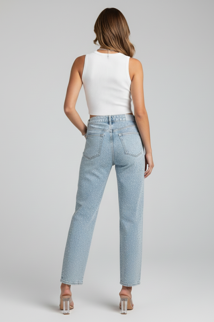 Alima | Denim-Lover's High-Waist Shimmer Silhouette Jeans