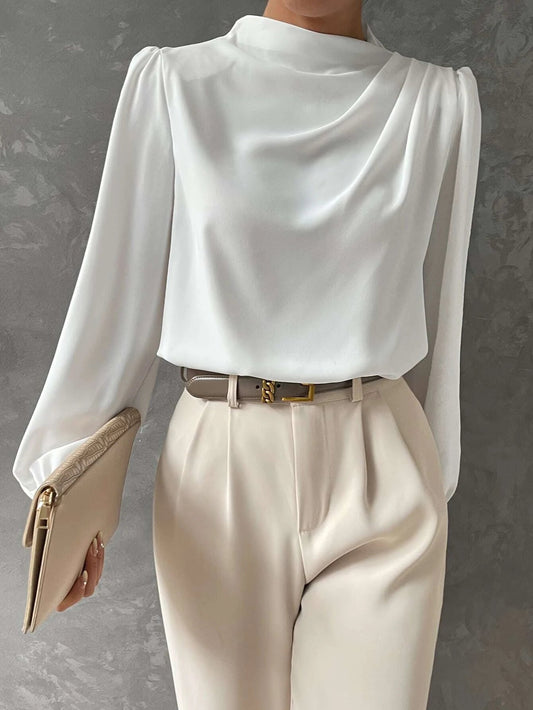 Odette | Satin Bishop Sleeve Blouse