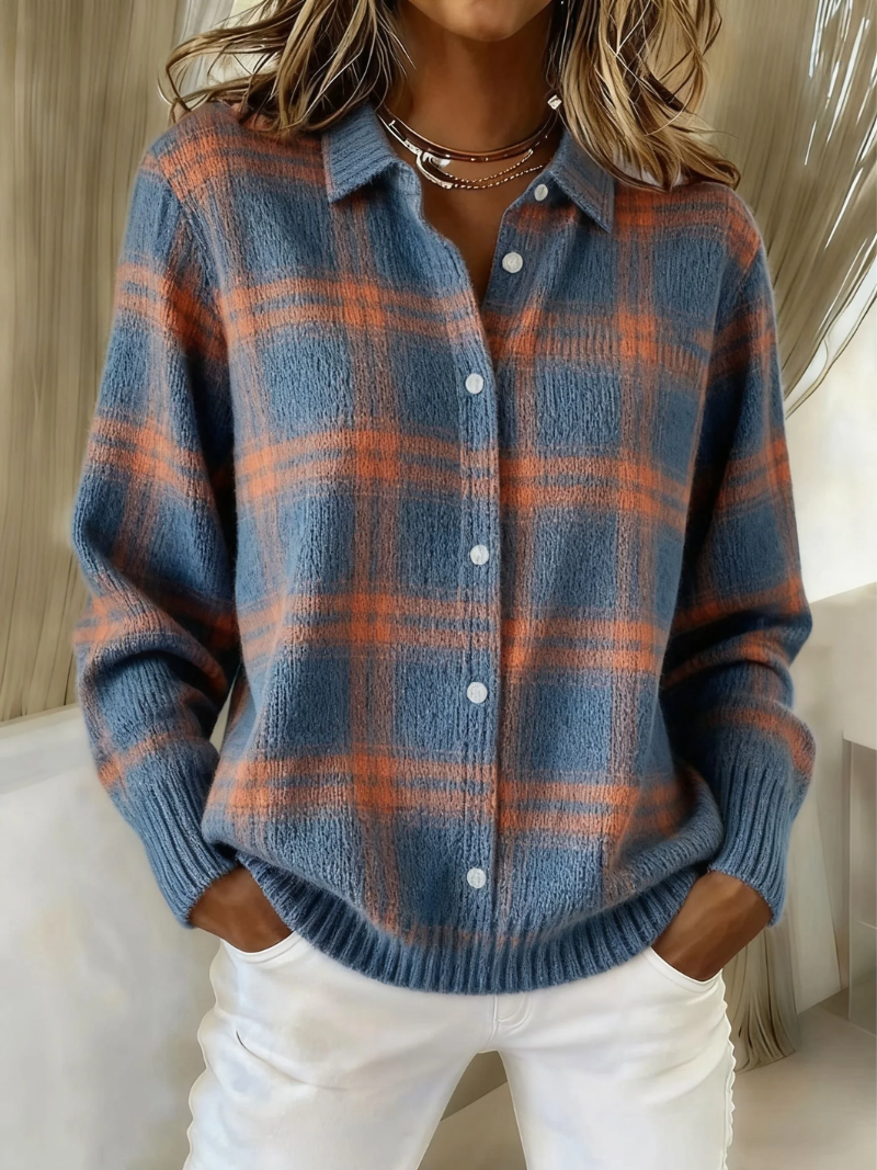 Adrienne | Layering checkered charm Detailing Blouse