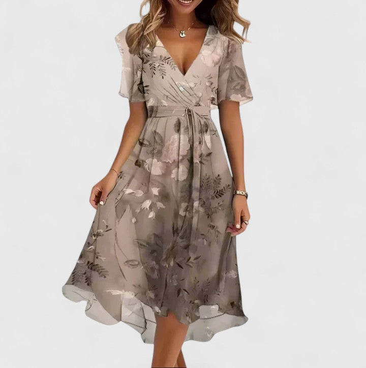 Diamante | City V-Neck Floral Finish Dress