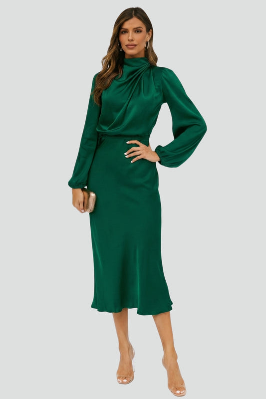 Isabellina | Everyday Midi Long-Sleeve Drape Dress