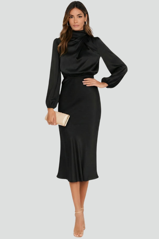 Isabellina | Everyday Midi Long-Sleeve Drape Dress