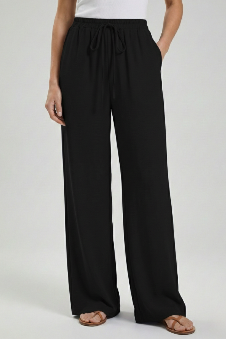 Adeva | Airy Wide-Leg Drawstring Comfort Trousers