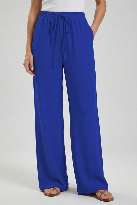 Adeva | Airy Wide-Leg Drawstring Comfort Trousers