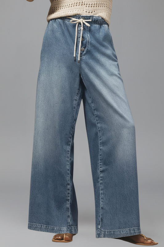 Aleva | All-Day Wide-Leg Drawstring Silhouette Jeans
