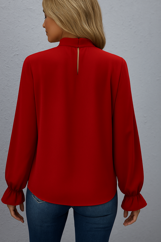 Tallulah | Tie Neck Ruffle Cuff Blouse