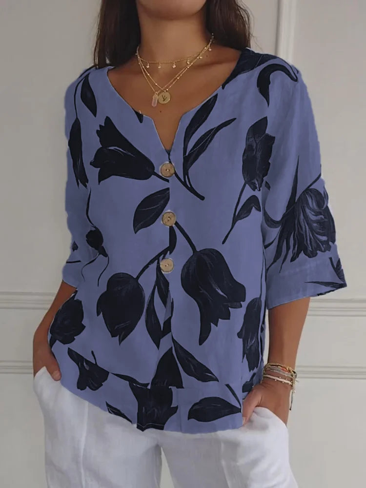 Sanne(TM) | Warm-Weather Romantic Floral Style Blouse