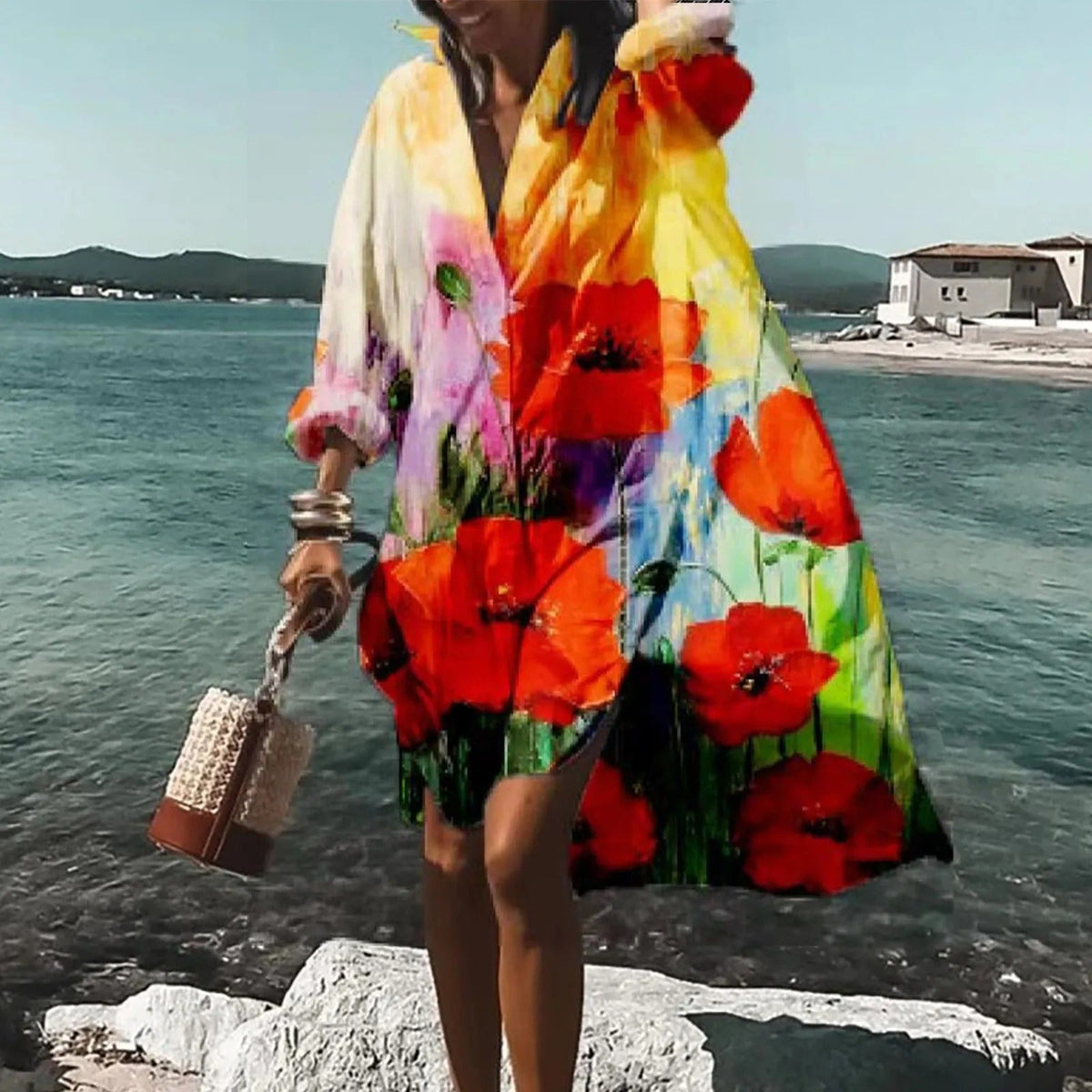 Ermelina | Warm-Weather Beach Shirt Silhouette Dress