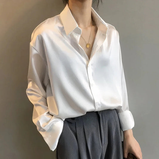 Sage | Satin Button-Down Top