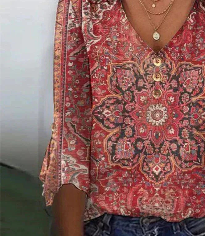 Bruna | Weekend Boho Print Silhouette Blouse