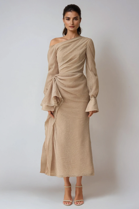Nadine | Sun-Soaked One-Shoulder Draped Charm Dress