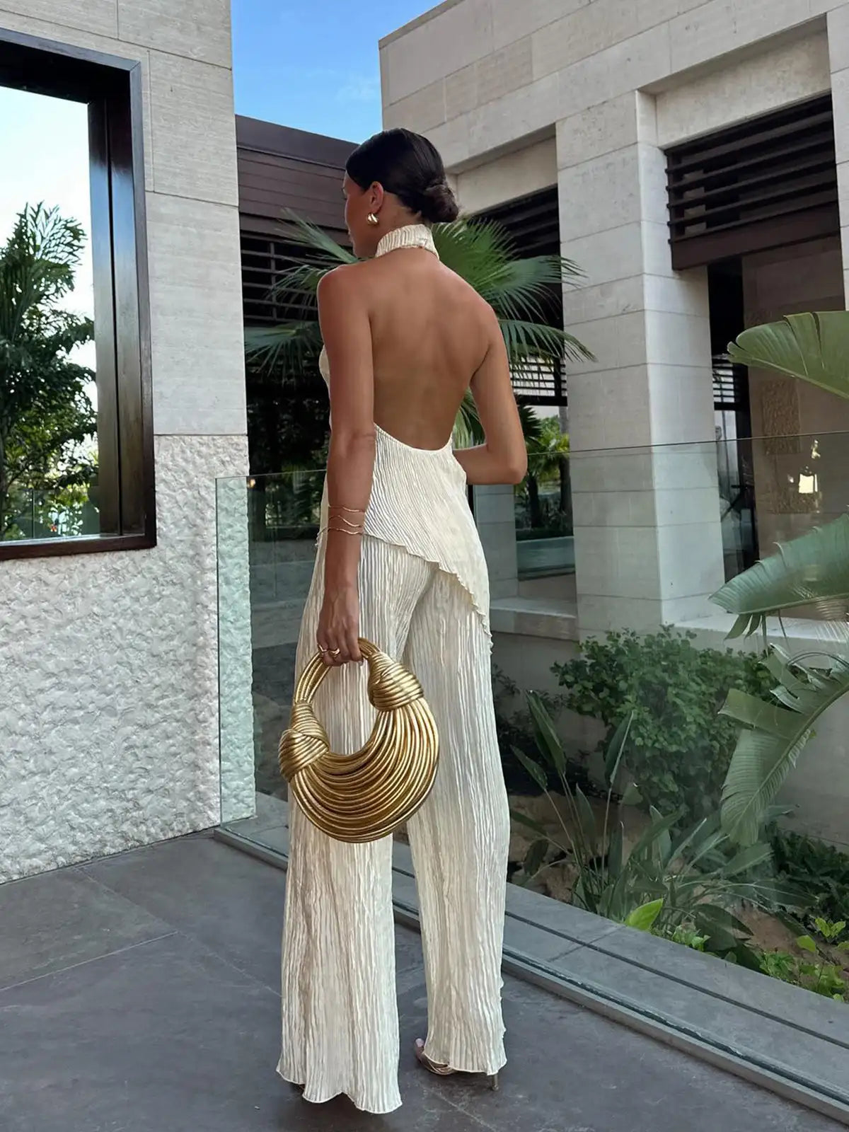 Elodie | Everyday Pleated Halter Ease Set