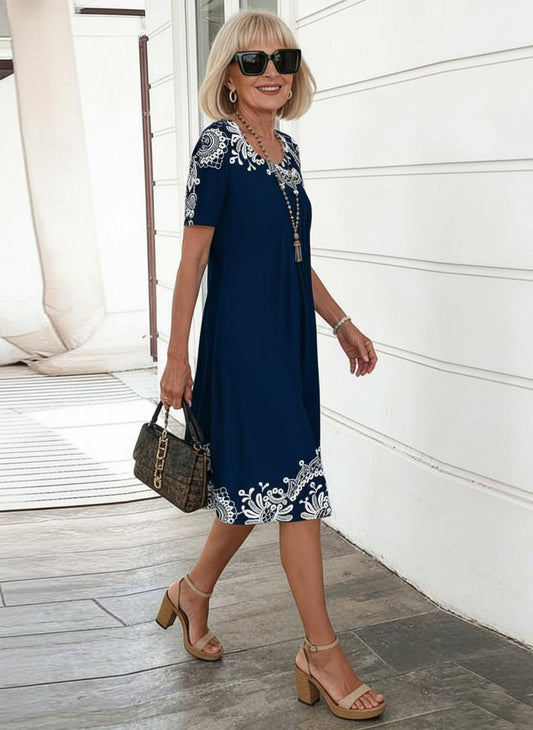 Waverly | Poolside Round Neck Charm Dress