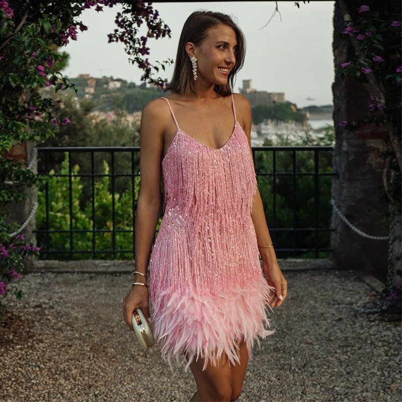 Calla | Coastal Summer Sequin Drape Dress