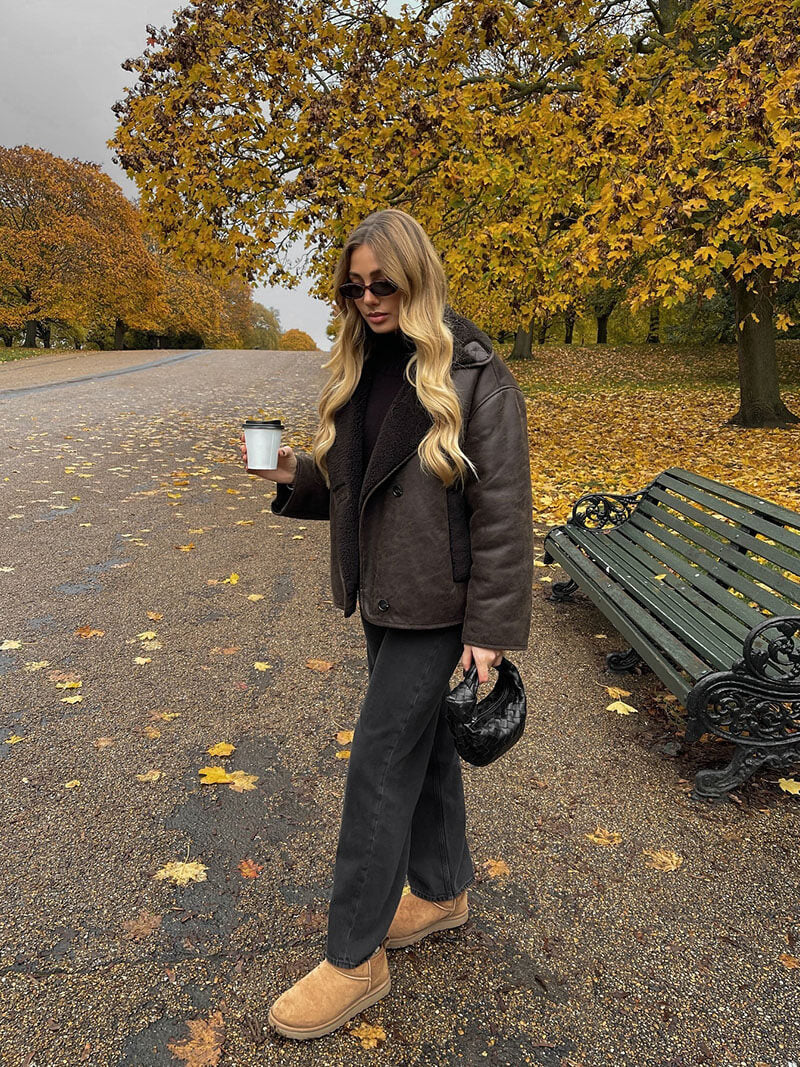 Katerina | Weekend Brown Faux Tailoring Jacket