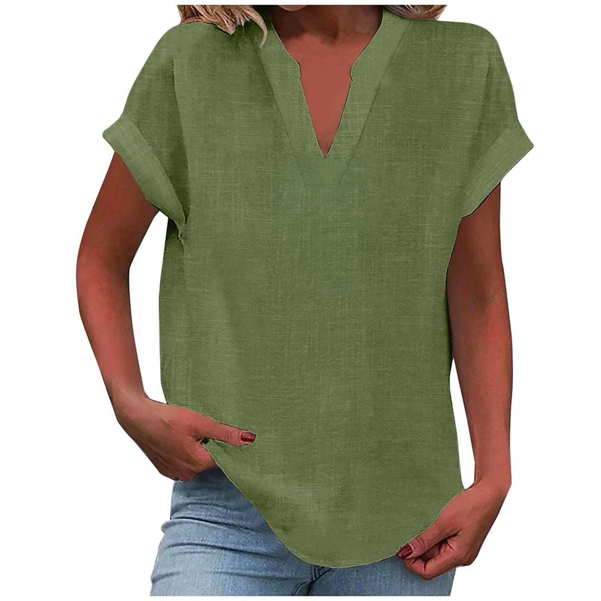 Antoniella | Polished V-Neck Rolled Design Blouse