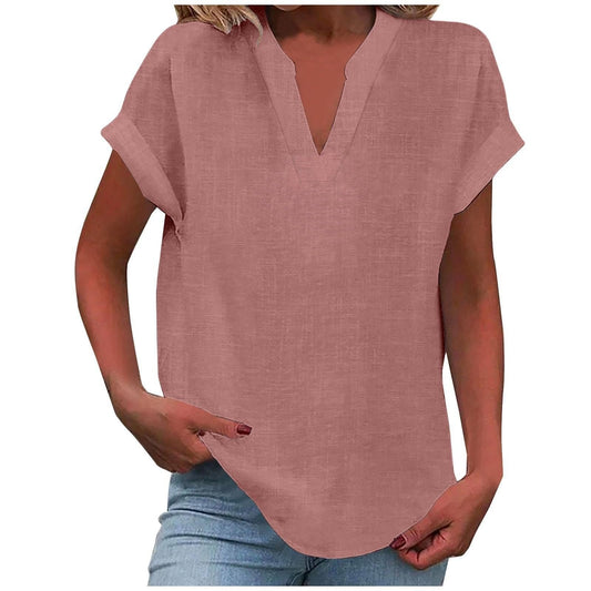 Antoniella | Polished V-Neck Rolled Design Blouse