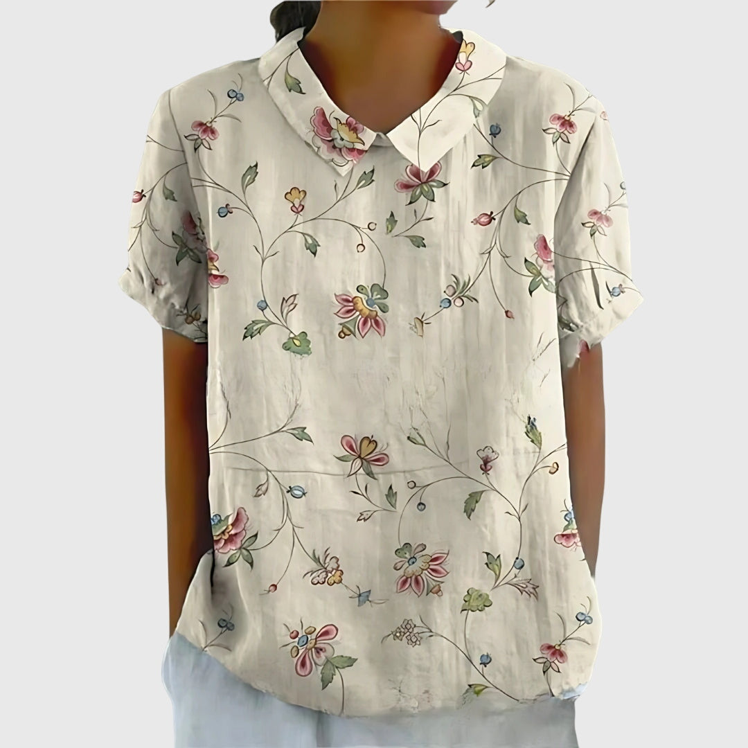 Josalynn | Airy Floral Summer Silhouette Blouse