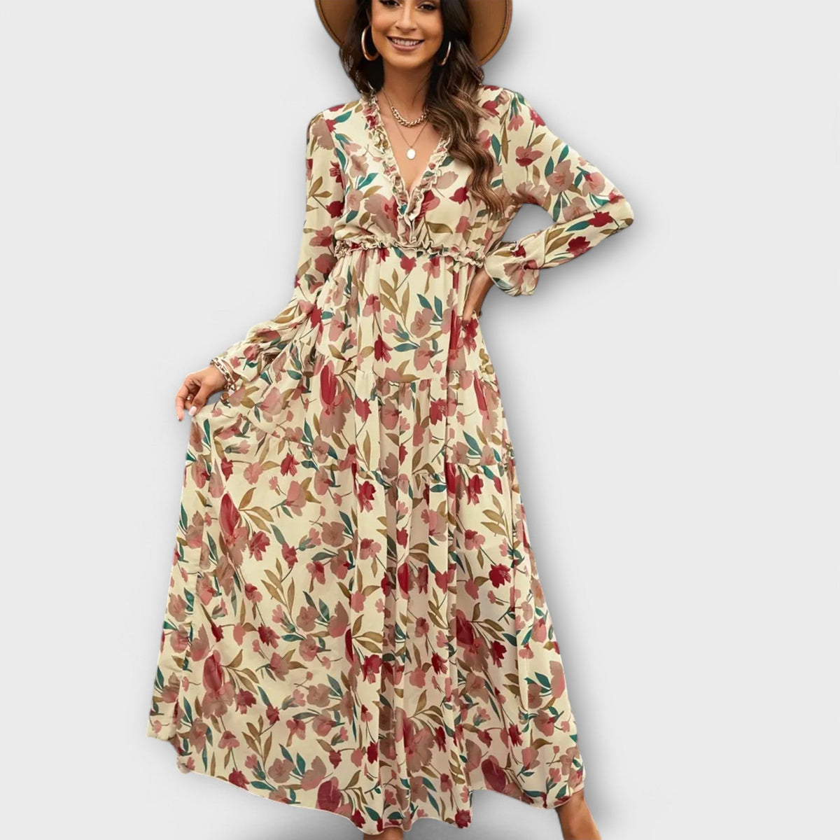 Leonia | Wardrobe-Staple Flowing Maxi Flair Dress