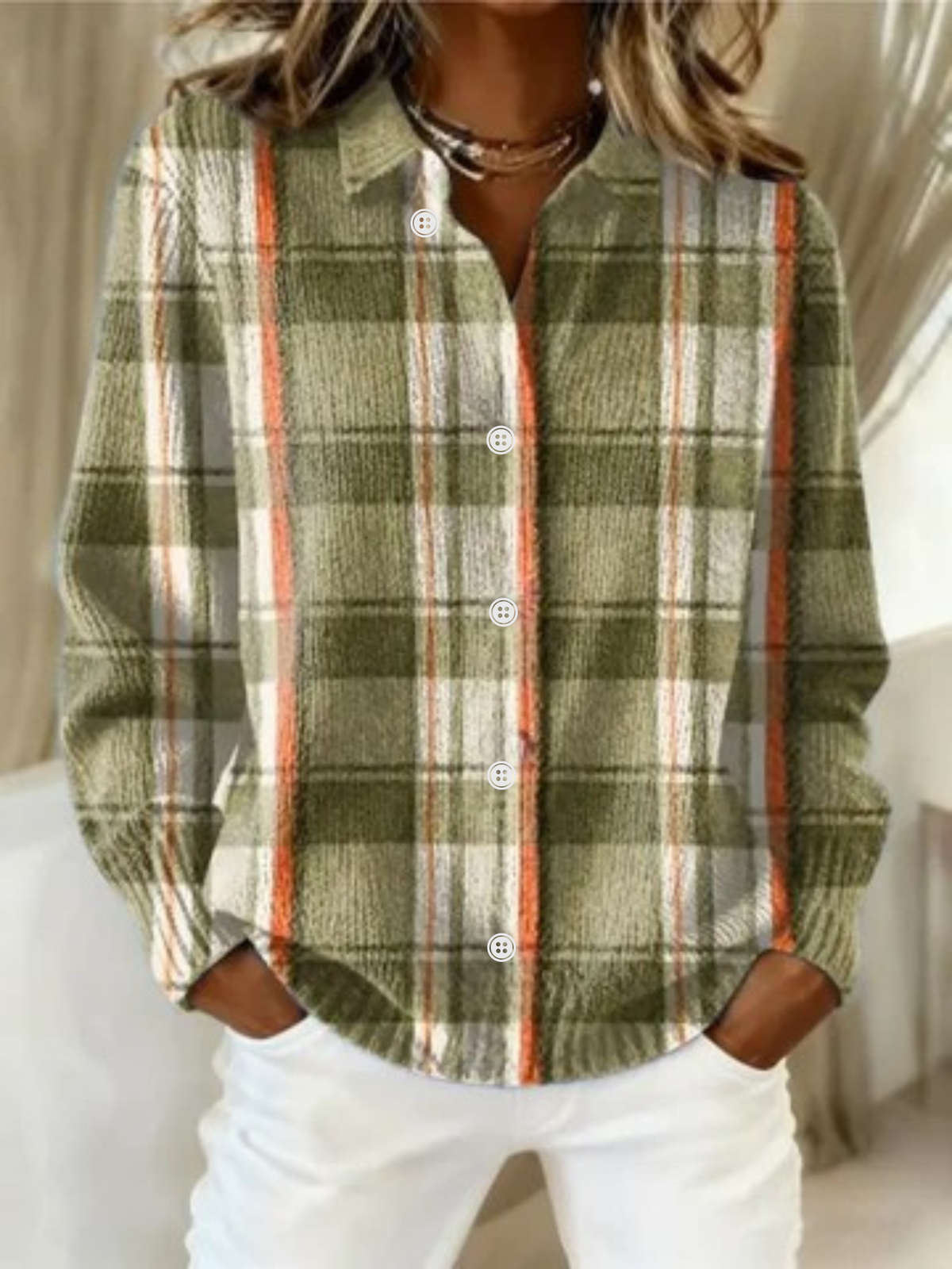 Estelle | Warm-Weather Checkered crisp Detailing Blouse