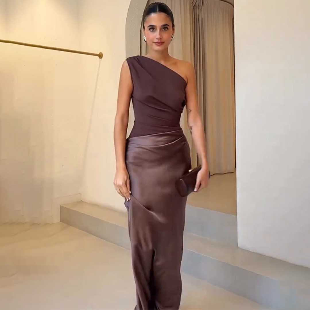 Elegante | Poolside Summer One-Shoulder Drape Dress