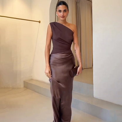 Elegante | Poolside Summer One-Shoulder Drape Dress
