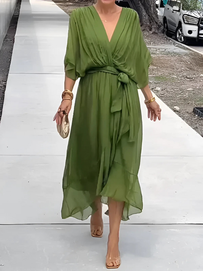 Brunilde | Wardrobe-Staple Wrap Midi Craftsmanship Dress