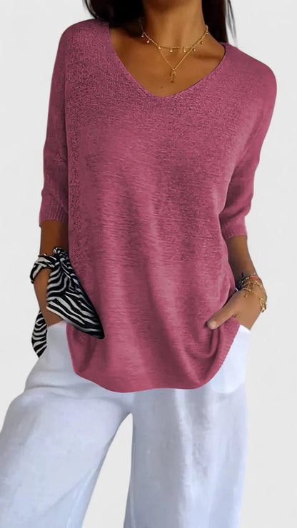 Alvia | City V-Neck Lightweight Silhouette Top