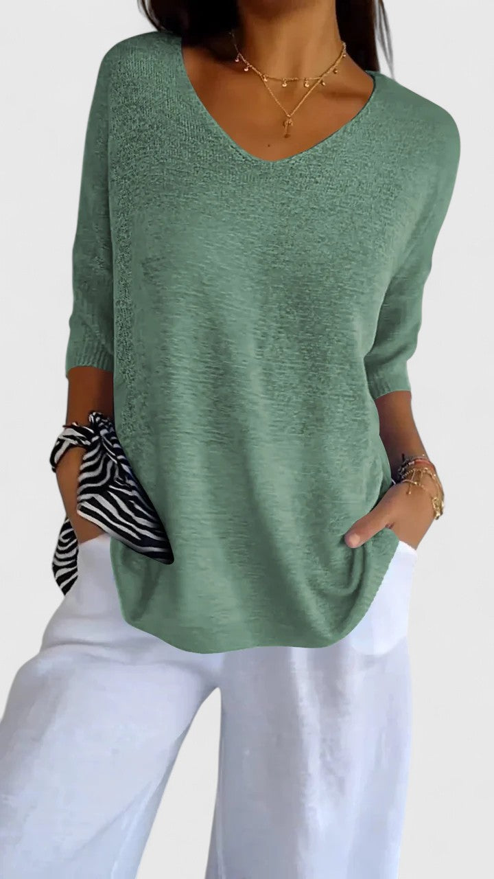 Alvia | City V-Neck Lightweight Silhouette Top