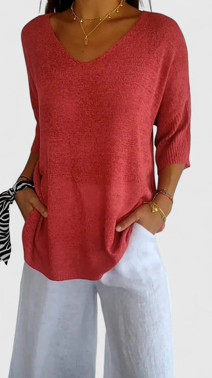 Alvia | City V-Neck Lightweight Silhouette Top