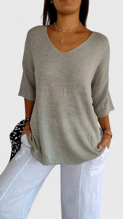 Alvia | City V-Neck Lightweight Silhouette Top