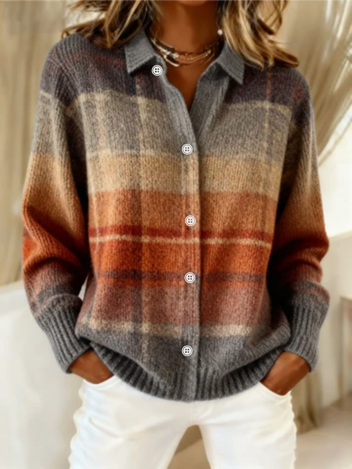 Suzette | Office-Ready checkered breathable Detailing Blouse