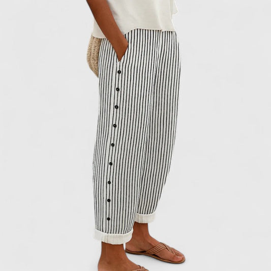 Abriana | Weekend Tapered Side-Button Comfort Trousers