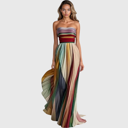 Regina | Garden-Party Strapless Multi-Coloured Shape Dress