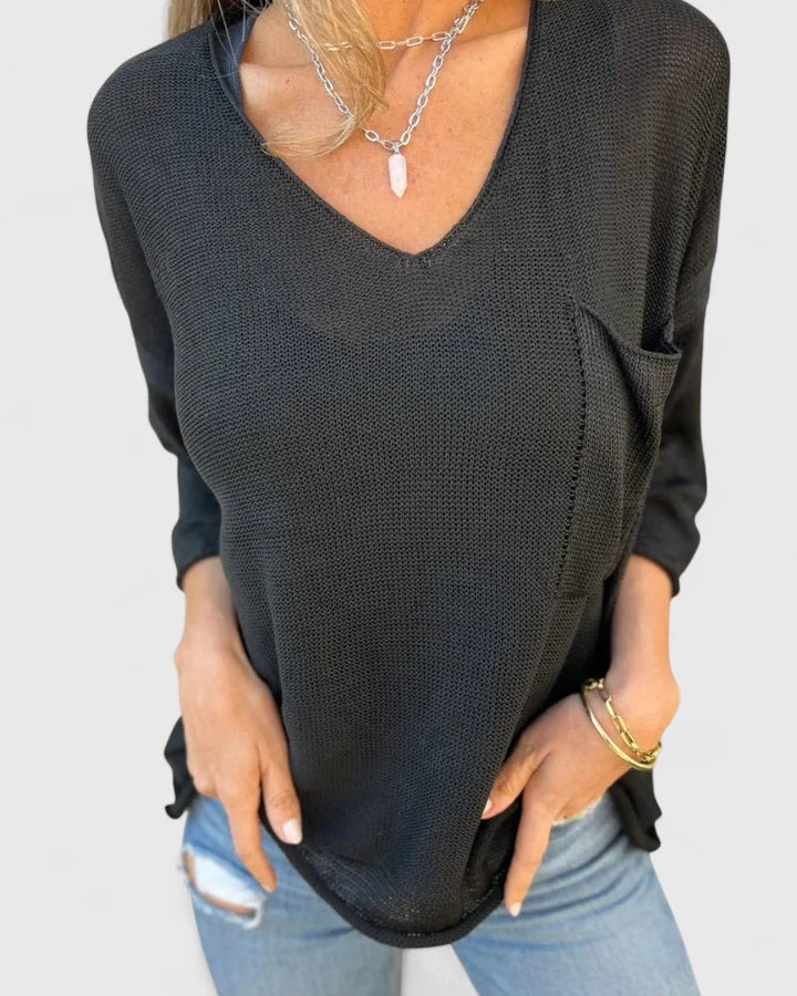 Andreina | Errand-Day V-Neck Lightweight Drape Top