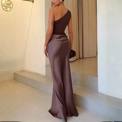 Elegante | Poolside Summer One-Shoulder Drape Dress