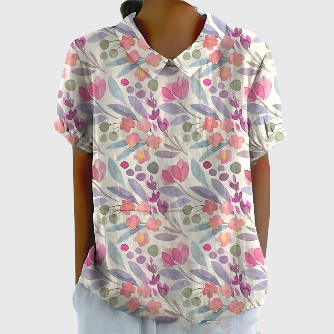 Josalynn | Airy Floral Summer Silhouette Blouse