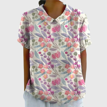 Josalynn | Airy Floral Summer Silhouette Blouse