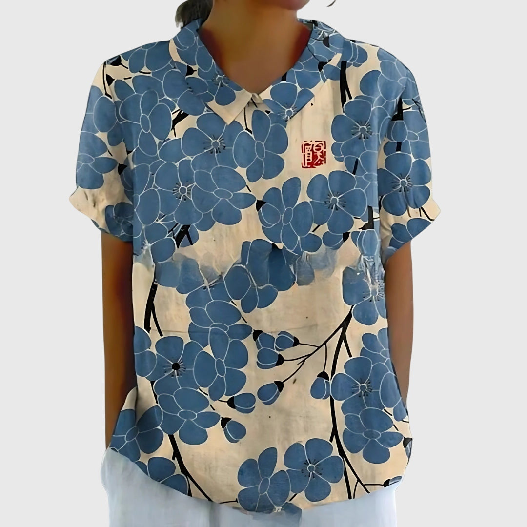 Josalynn | Airy Floral Summer Silhouette Blouse