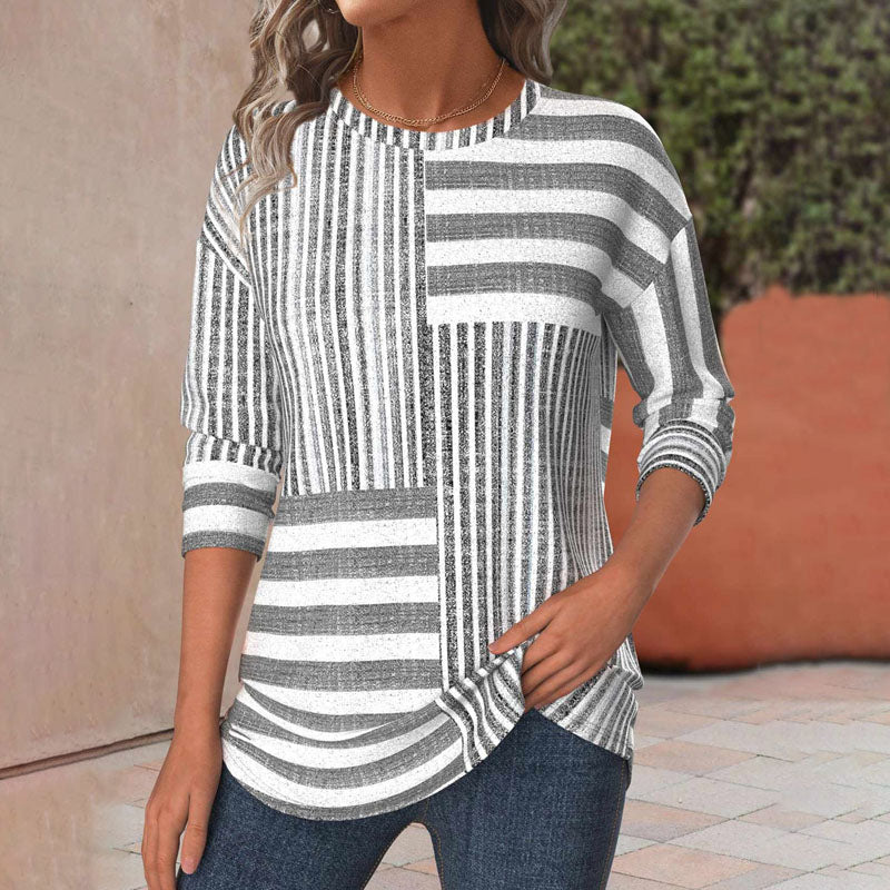 Isabeau | Desk-to-Dinner Striped comfort Drape Blouse