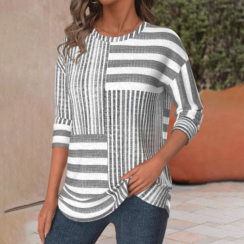 Isabeau | Desk-to-Dinner Striped comfort Drape Blouse