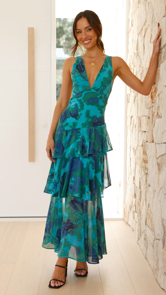 Carolina | Weekend Floral Tiered Drape Dress
